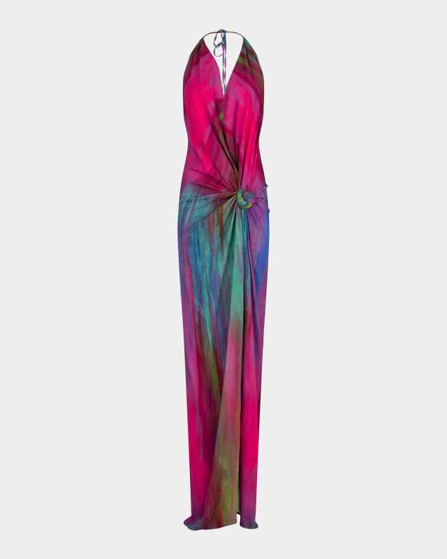 Jazmin Plunging Halter Knotted Maxi Dress